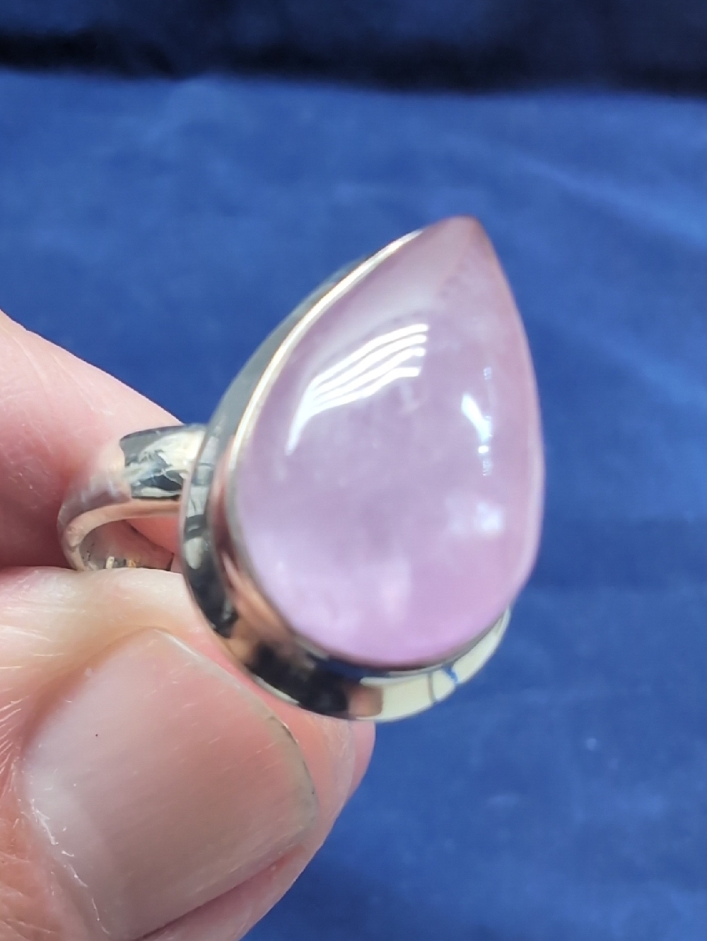 Sterling Silver Teardro Kunzite Gemstone Ring - Elegant Women’s Jewelry Size 6.5